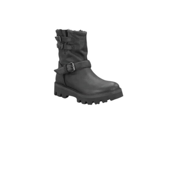 NWOT Ross & Snow Lucky Waterproof Black Leather Moto/Combat Ankle Boots - Size 7 - Picture 1 of 5